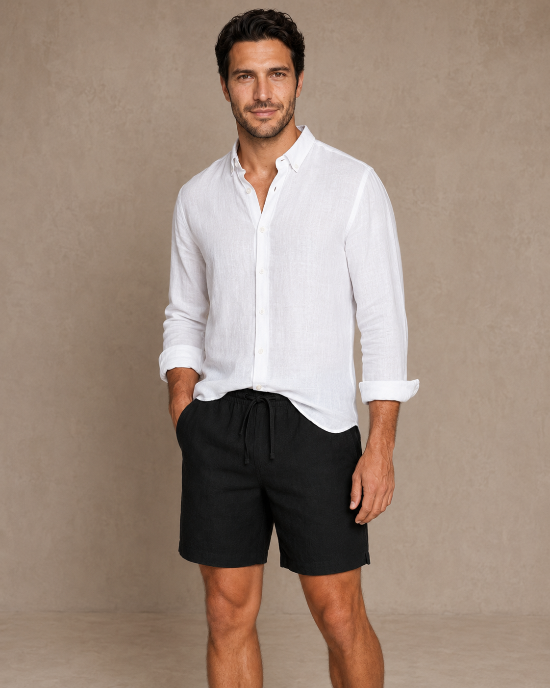 Classic Black Linen Shorts