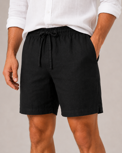 Classic Black Linen Shorts