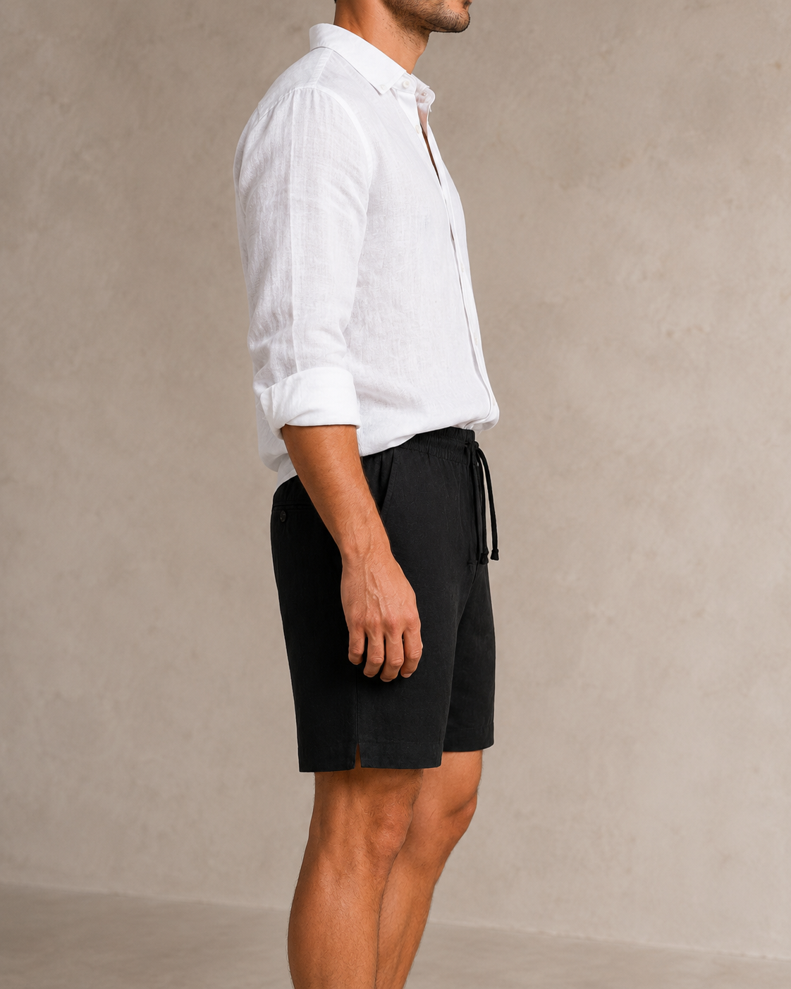 Classic Black Linen Shorts