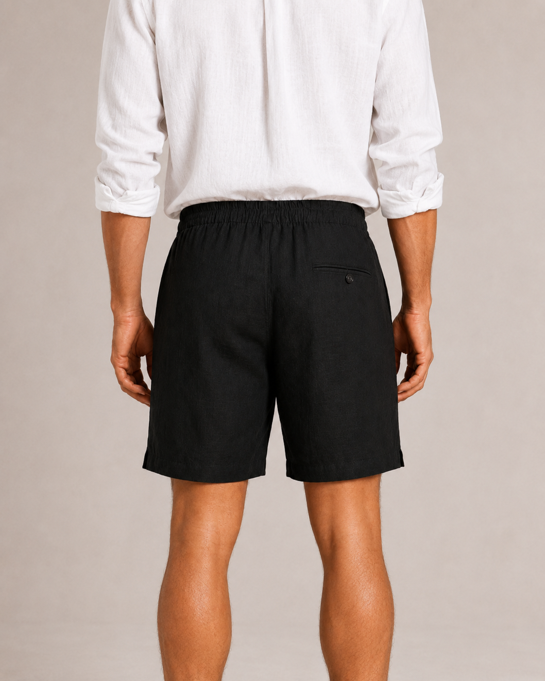 Classic Black Linen Shorts