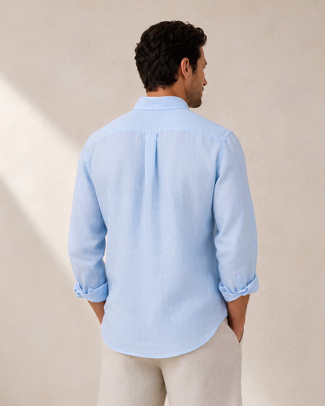 Classic Long Sleeve Linen Shirt — Ice Blue