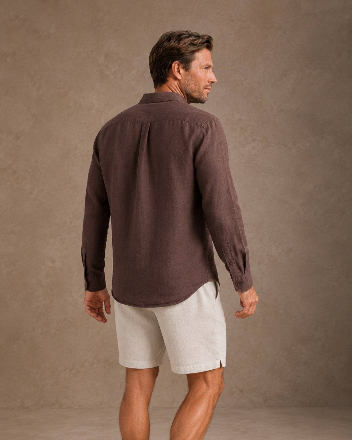 Classic Long Sleeve Linen Shirt — Chocolate