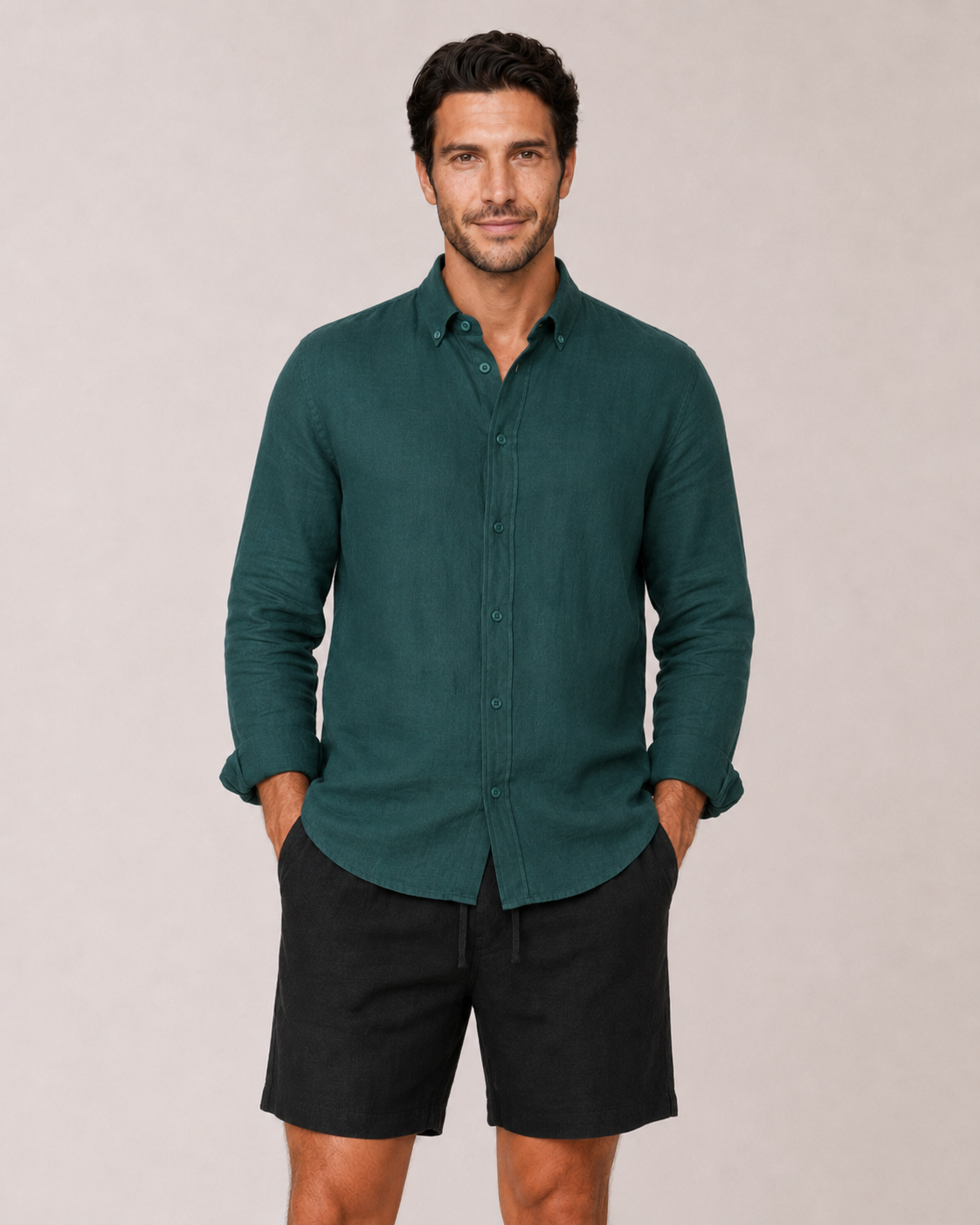 Classic Linen Shirt — Forest Green
