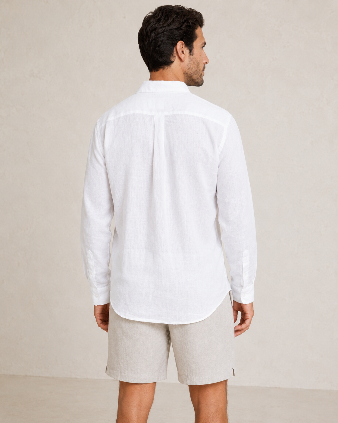Classic Long Sleeve Linen Shirt — White