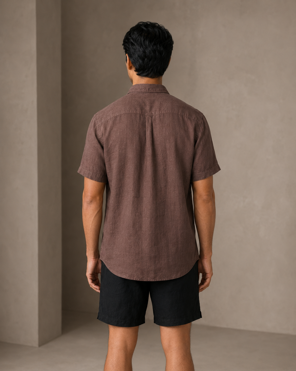 Classic Short Sleeve Linen Shirt — Chocolate