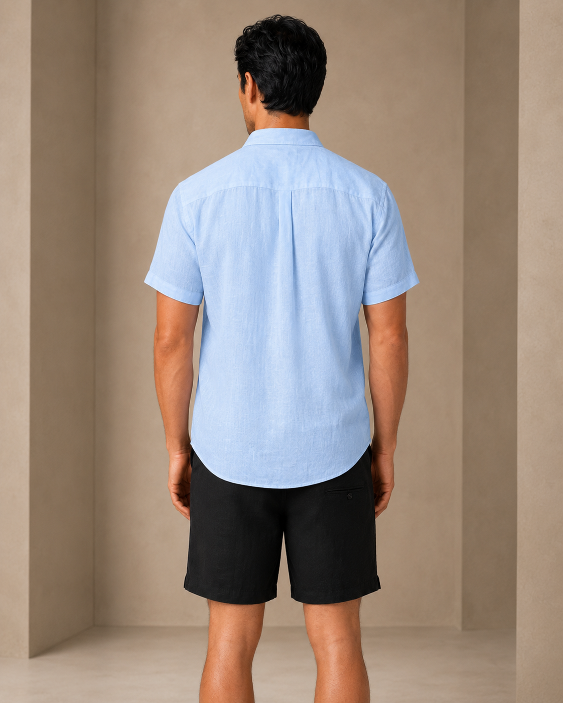 Classic Short Sleeve Linen Shirt — Ice Blue