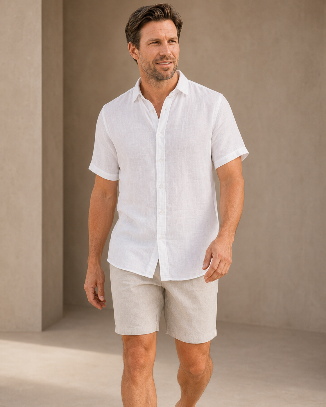 Classic Short Sleeve Linen Shirt — White