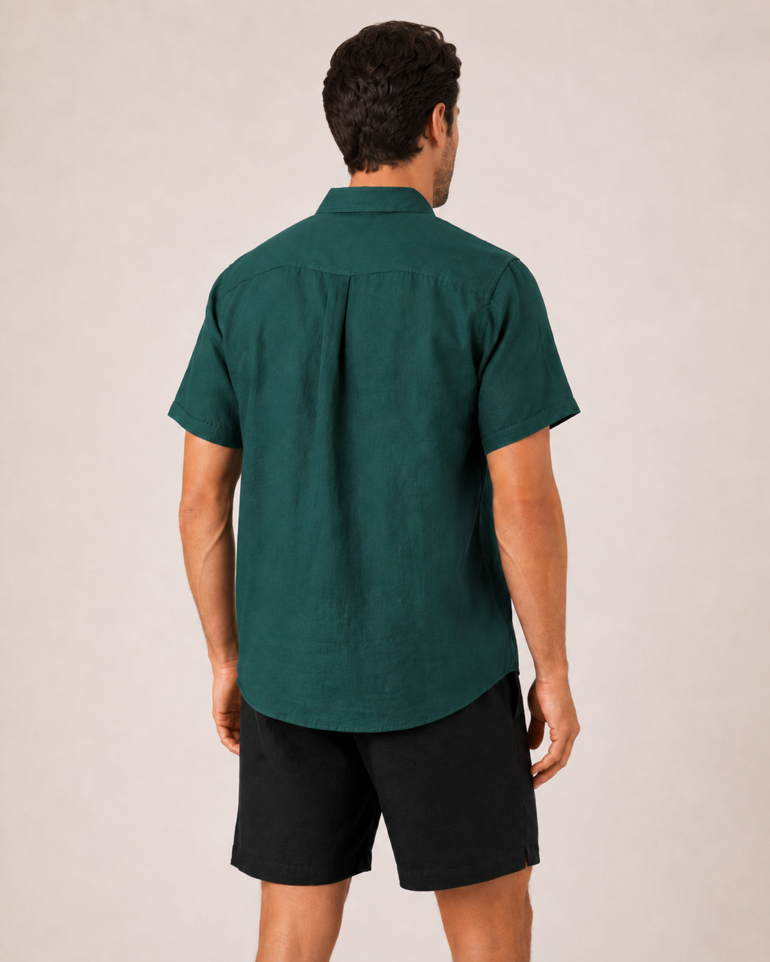 Classic Short Sleeve Linen Shirt — Forest Green