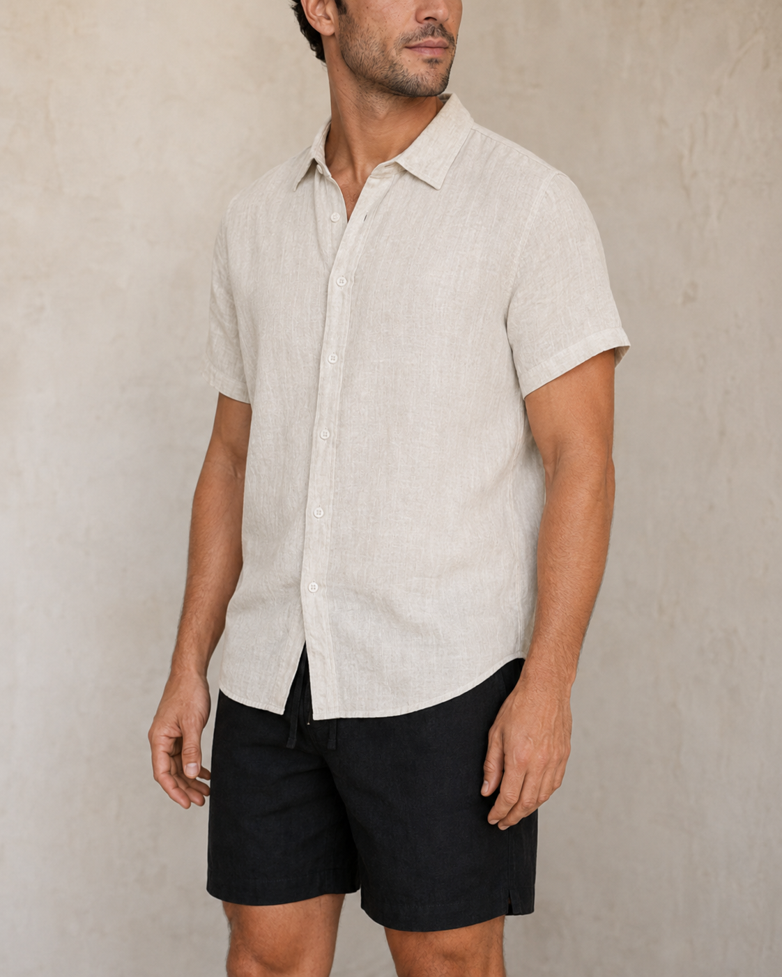 Classic Short Sleeve Linen Shirt — Natural