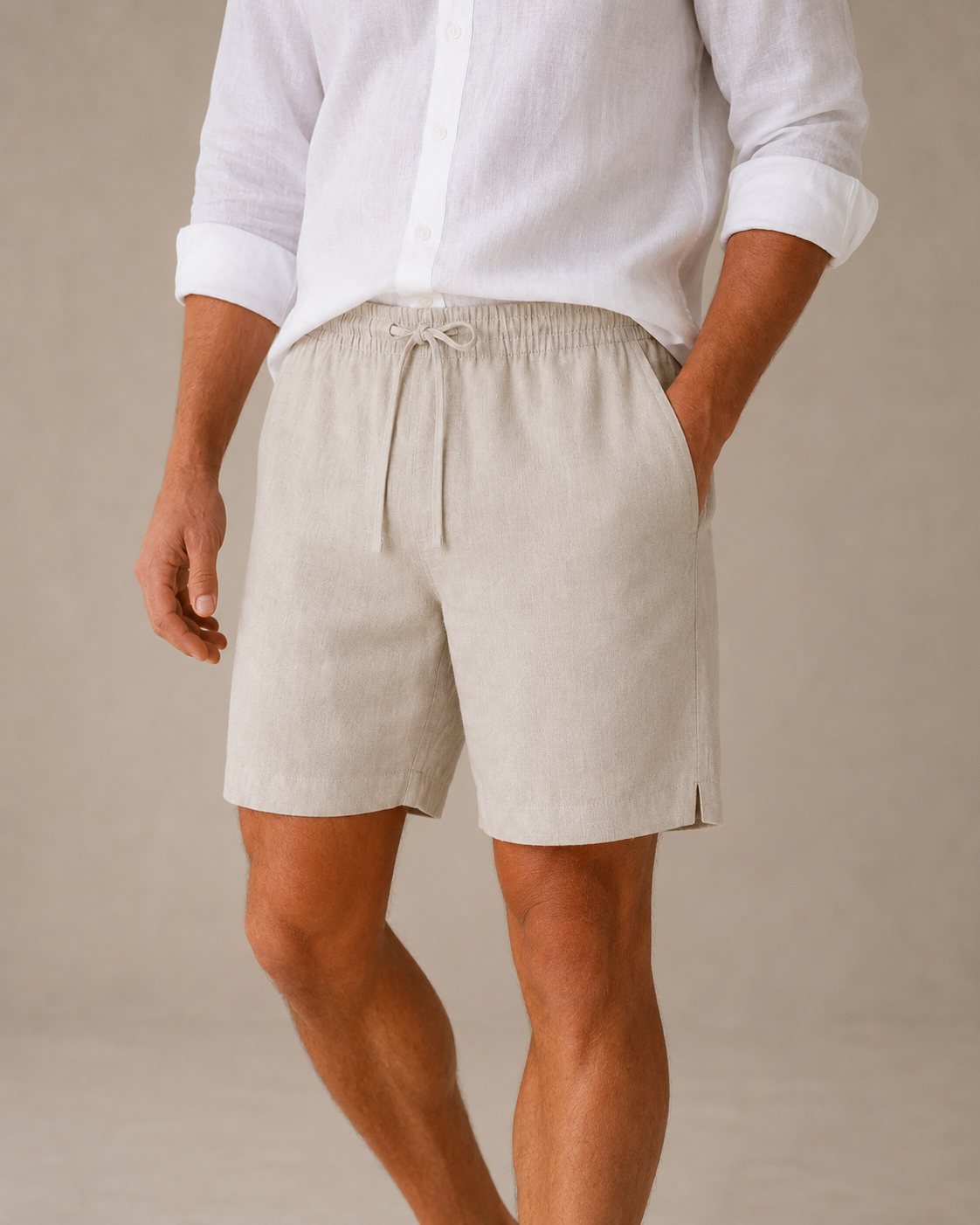 Classic Natural Linen Shorts